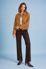 Weite Jacke mit Suede-Effekt