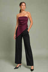 Asymmetrisches gerafftes Bustier-Top