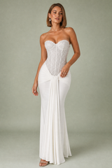 Drapiertes trägerloses Maxikleid