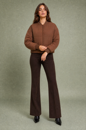 Veste matelassée courte col baseball | Variante Marron | Lounelle Paris