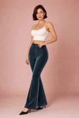 Dunkelgraue High-Waist-Schlaghose