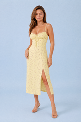 Florales Kleid mit Schlitz und dünnen Trägern