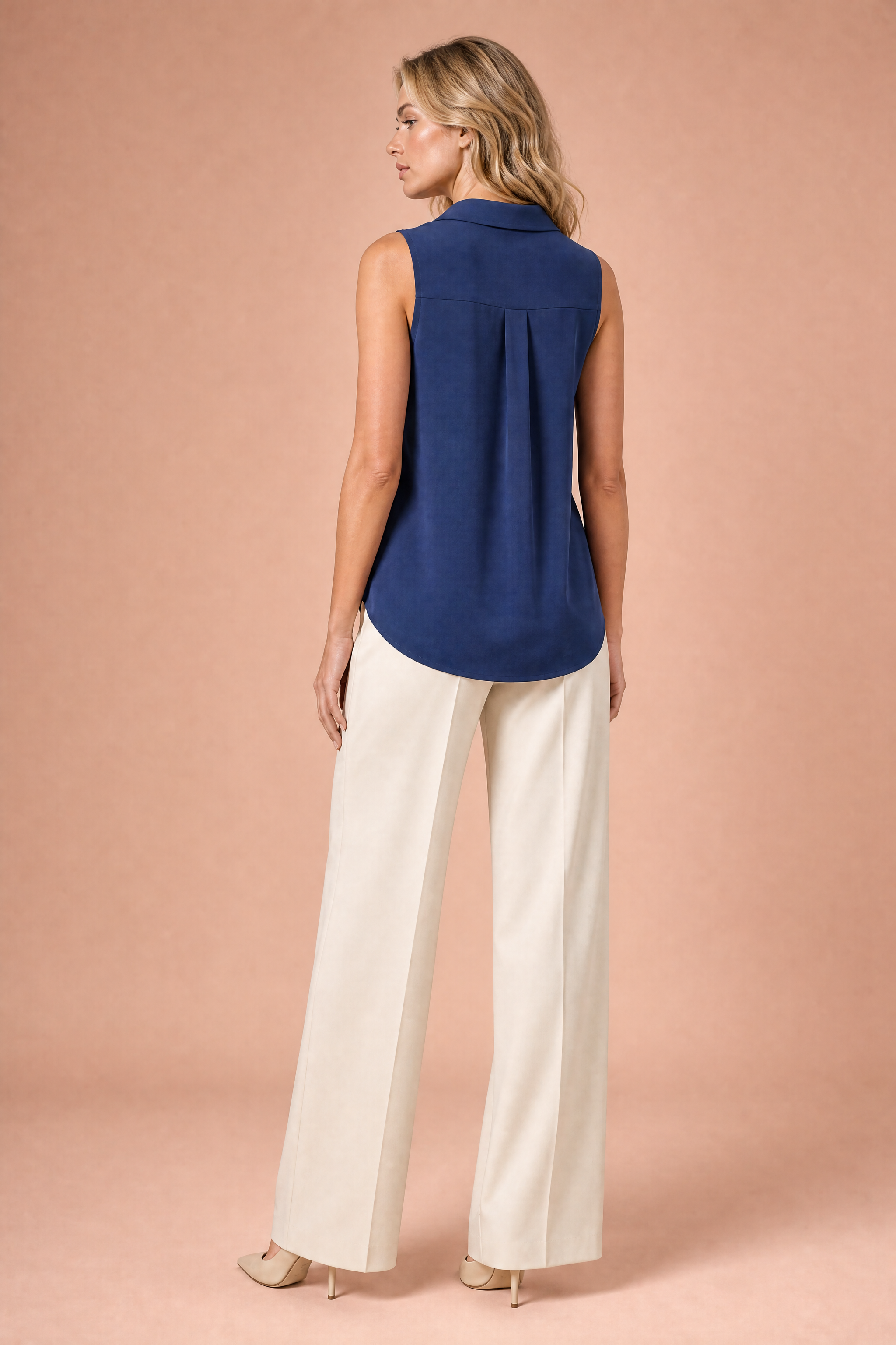 Blouse sansmanches col en V | Vue de dos | Lounelle Paris