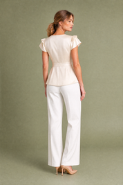 Blouse abricot col V manches volantées | Vue de dos | Lounelle Paris
