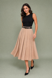 Robe noire bicolore sans manches | Vue en mouvement | Lounelle Paris