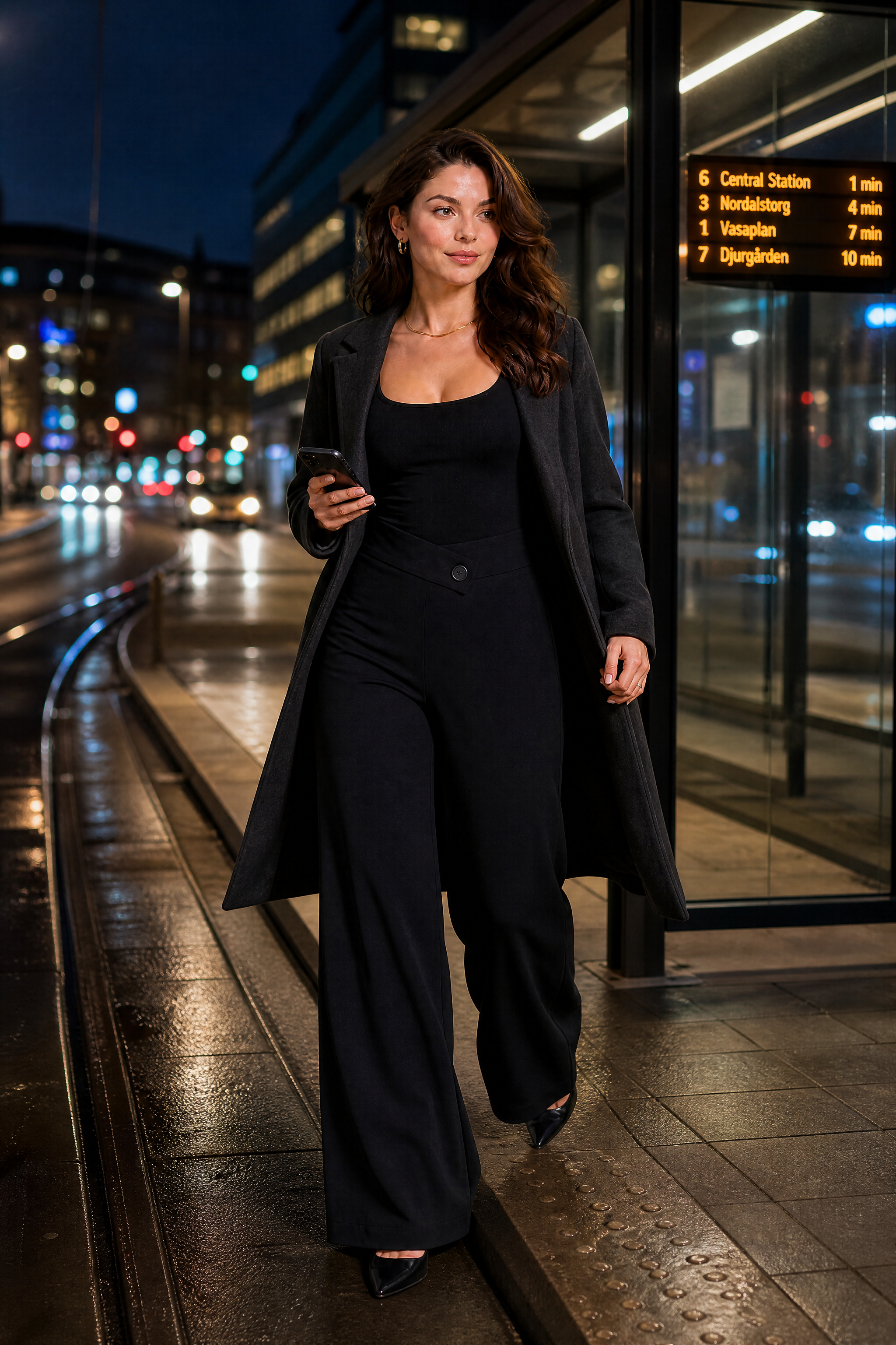 Pantalon fluide taille haute ceinture croisée | Variante Noir - Lifestyle | Lounelle Paris
