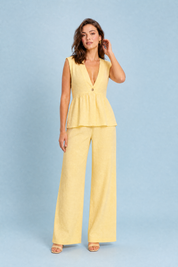 Ensemble pantalon jaune col V | Variante Jaune | Lounelle Paris