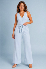 Gestreifter Jumpsuit mit V-Ausschnitt