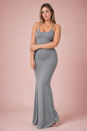 Robe longue moulante à fines bretelles | Porté sur une autre silhouette | Lounelle Paris