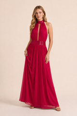 Langes Neckholder-Kleid mit freiem Rücken