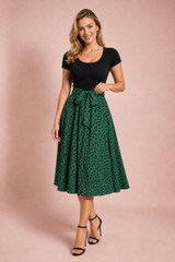 Bi-Material-Polka-Dot-Kleid