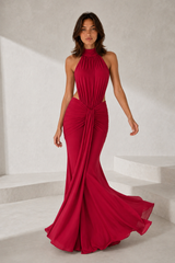 Enges langes Kleid mit Stehkragen