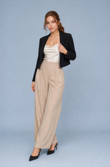 Weite High-Waist-Hose mit Falten