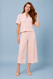 Ensemble deux pièces ample col V | Variante Rose | Lounelle Paris