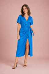 Midi-Wickelkleid mit V-Ausschnitt