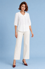 Bluse mit Rundhalsausschnitt und Puffärmeln
