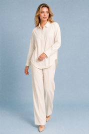 Ensemble crème ample à plis | Vue en mouvement | Lounelle Paris