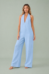 Weiter Halterneck-Jumpsuit