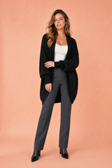 Mittellanger Cardigan aus Rippstrick