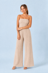 Bandeau-Jumpsuit mit weitem Bein