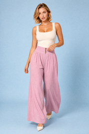 Pantalon large plissé taille haute | Vue en mouvement | Lounelle Paris