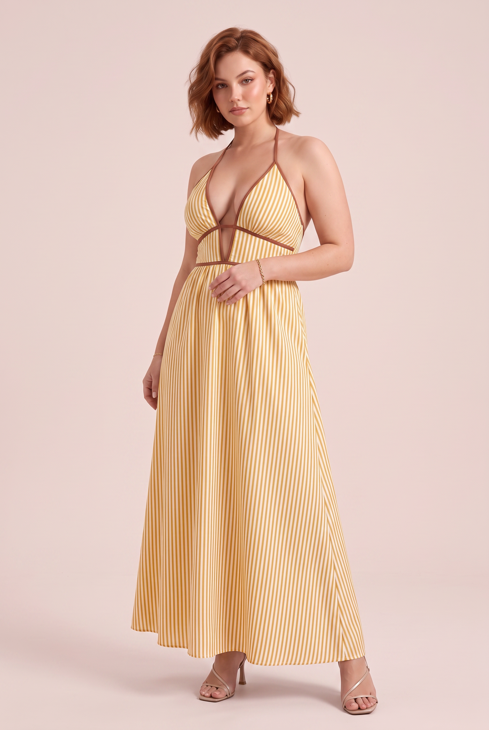 Robe longue col licou dos nu | Variante Jaune | Lounelle Paris