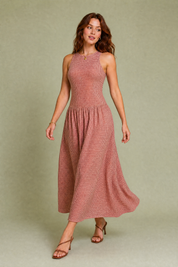 Robe longue vichy smockée | Vue en mouvement | Lounelle Paris