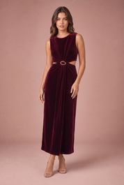 Robe velours sans manches | Variante Bordeaux | Lounelle Paris
