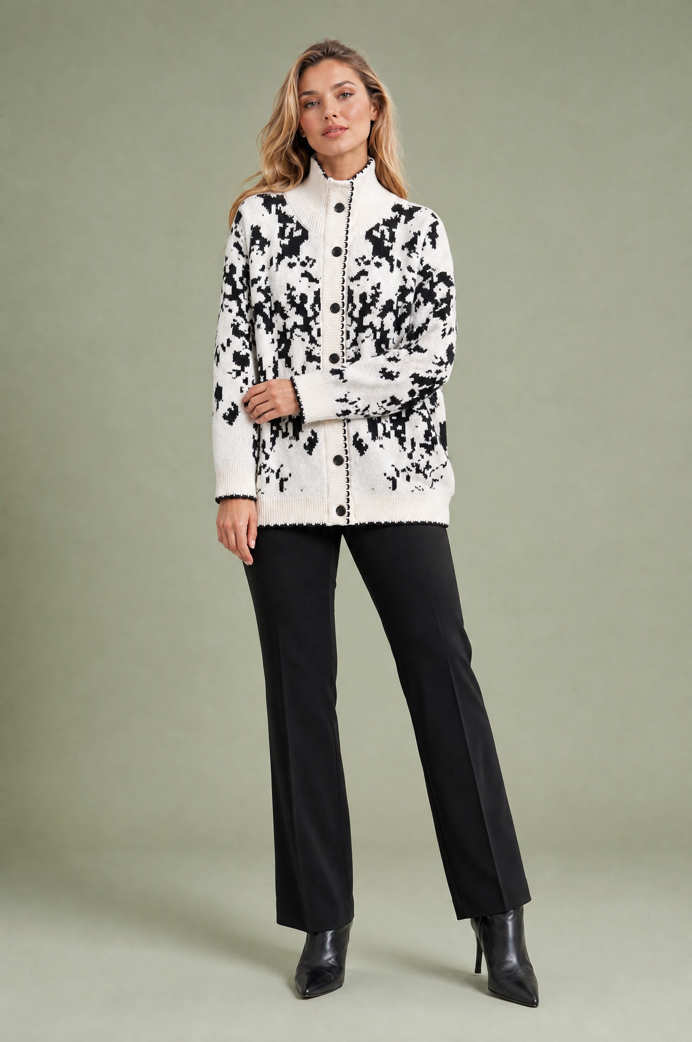 Gilet jacquard col montant | Variante Blanc | Lounelle Paris