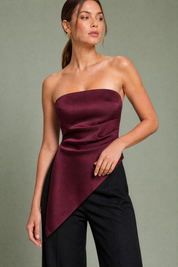 Top bustier froncé asymétrique | Vue rapprochée | Lounelle Paris