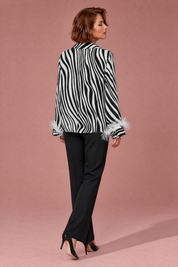 Chemise noire imprimé zébré à plumes | Vue de dos | Lounelle Paris