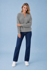 Texturiertes V-Ausschnitt-Sweatshirt