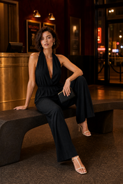 Combinaison col halter dos nu | Variante Noir - Lifestyle | Lounelle Paris