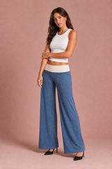 Braune weite Hose mit niedriger Taille