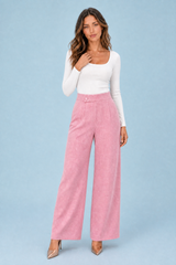 Hoch taillierte weite Hose mit Knopfdetail