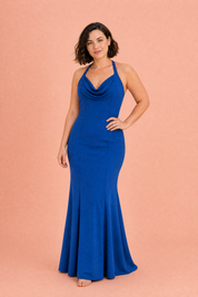 Robe longue bleue col licou | Porté sur une autre silhouette | Lounelle Paris