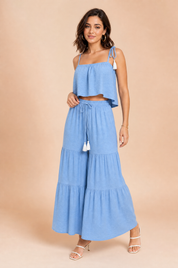 Ensemble bleu clair bretelles fines | Vue de face | Lounelle Paris