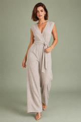 Fließender V-Ausschnitt Jumpsuit