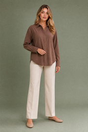 Chemise fluide à col chemise | Variante Marron | Lounelle Paris