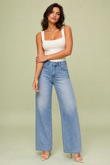 Jeans weit hellblau mittelhohe Taille