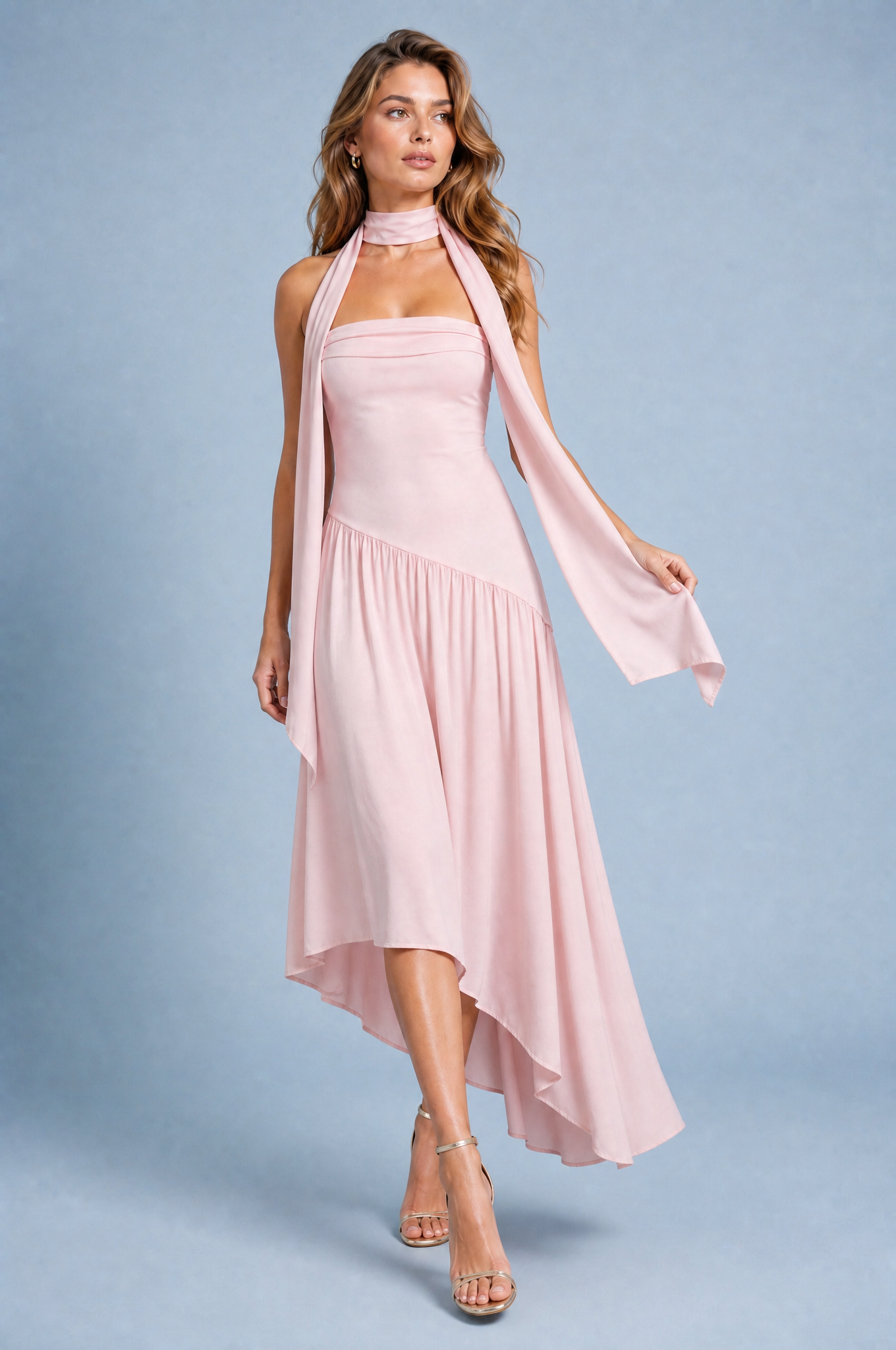 Robe longue bustier asymétrique | Vue en mouvement | Lounelle Paris