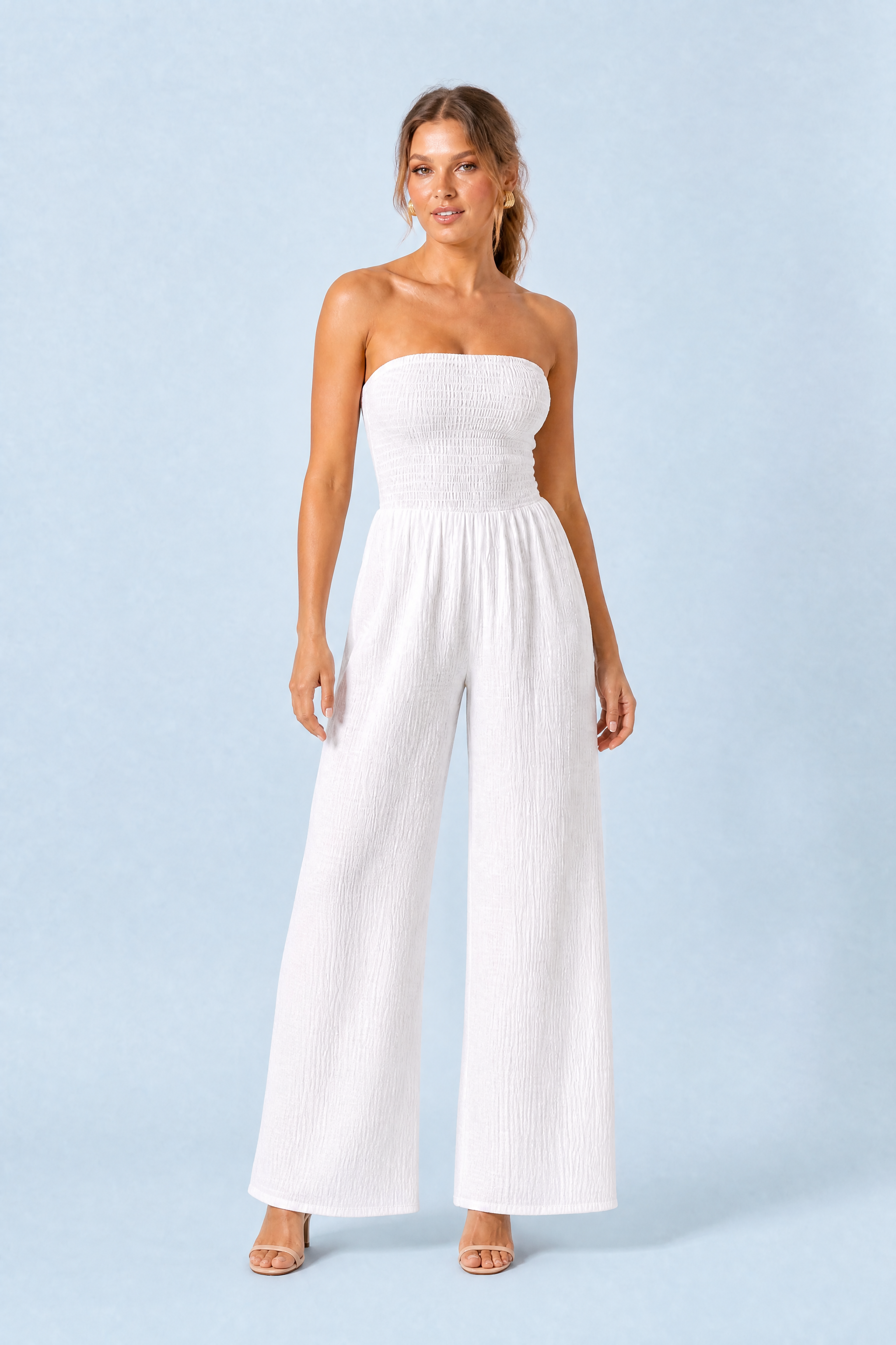 Combinaison bandeau jambes larges | Variante Blanc | Lounelle Paris