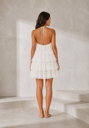 Robe blanche col halter dos nu | Lounelle Paris