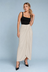 Beige drapierter Rock mit Wickeleffekt