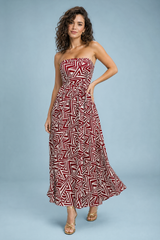 Langes rückenfreies Kleid in Bordeaux