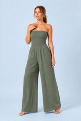 Bandeau-Jumpsuit mit weitem Bein