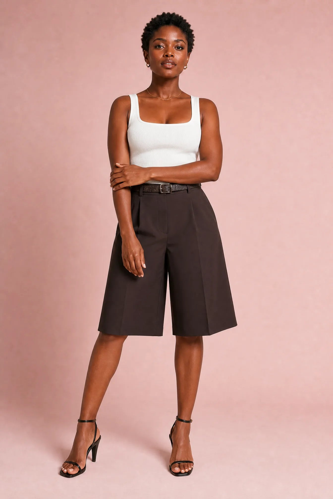 Bermuda ample à ceinture | Variante Marron | Lounelle Paris