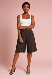 Bermuda ample à ceinture | Variante Marron | Lounelle Paris