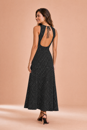 Robe longue à pois dos nu | Vue de dos | Lounelle Paris