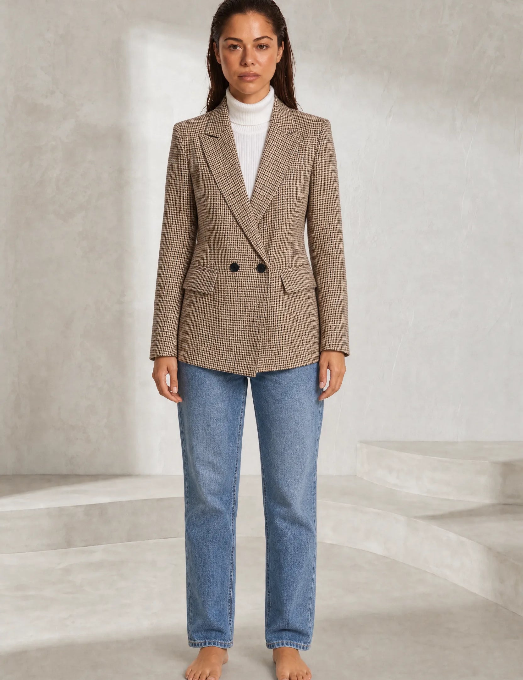 Blazer ajusté motif pied-de-poule | Lounelle Paris